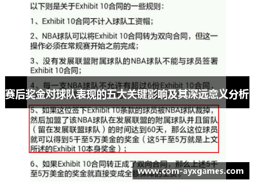 赛后奖金对球队表现的五大关键影响及其深远意义分析